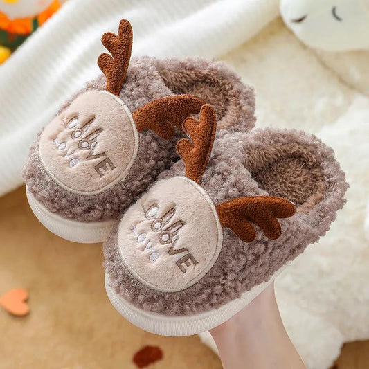 Autumn and Winter Children's Cotton Slippers Boys and Girls Children's Indoor Antiskid Plush Warm Cartoon Baby Bag Heel Cotton Slippers