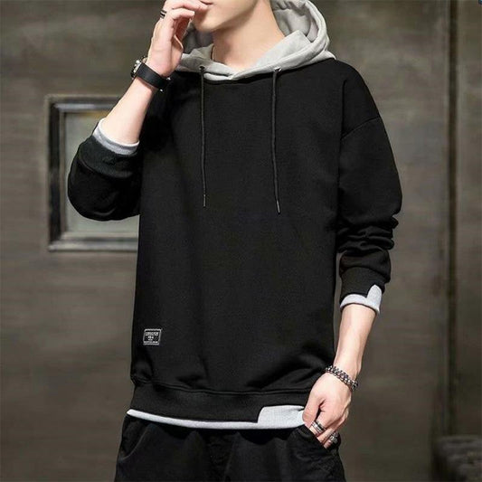 Fake Two-piece Sports Jacket Men's Spring Autumn and Winter Youth Trend Hooded Top Men's Loose Student Jacket