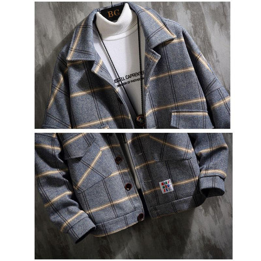 Autumn and Winter Woolen Jacket, Warm and Thick Tops, Trendy All-match Jacket for Young Men
