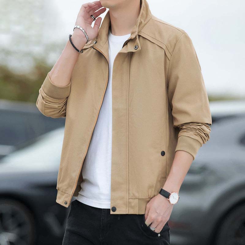 Pure Cotton Jacket Men's Jacket Loose Stand-up Collar Spring Autumn New Casual Jacket Men's Clothing