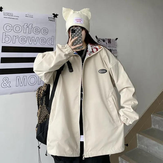 Harajuku Style Loose Double-sided Jacket Women's 2022 Spring New Korean Version Fried Street Men's and Women's Baseball Uniforms Ins Trend