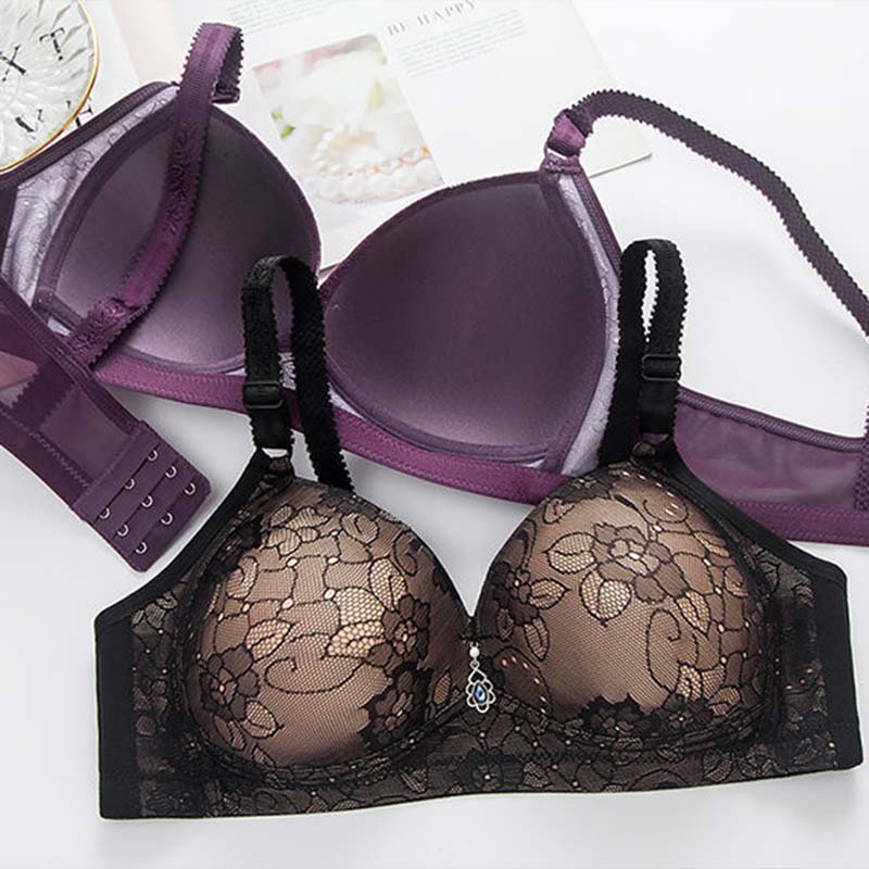 Large Size No Steel Ring Thin Bra Gather Thin Mold Cup Light Skin-friendly Comfortable Breathable Adjustable Sexy Bra