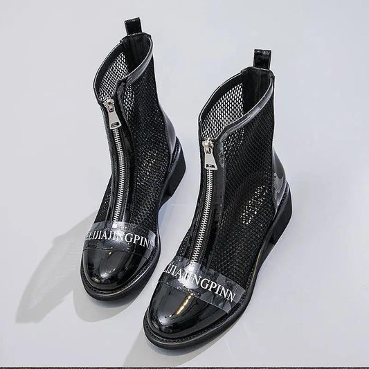 Korean Version Sponge Cake Single Boots Breathable Mesh Hollow Women's Boots Women's Summer Tide Martin Boots