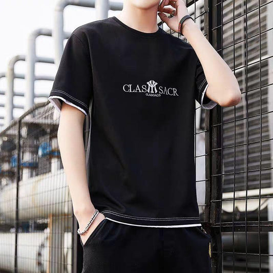 Men's Cotton Short-sleeved T-shirt Korean Version Trend Loose Summer Casual Top