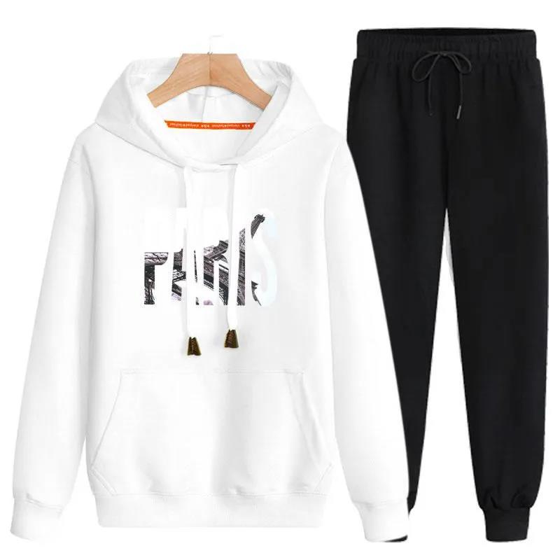 Spring & Fall Men Hooded Pullover Suit Campus Clothing Sweater and Pants Casual Loose Sports Suit