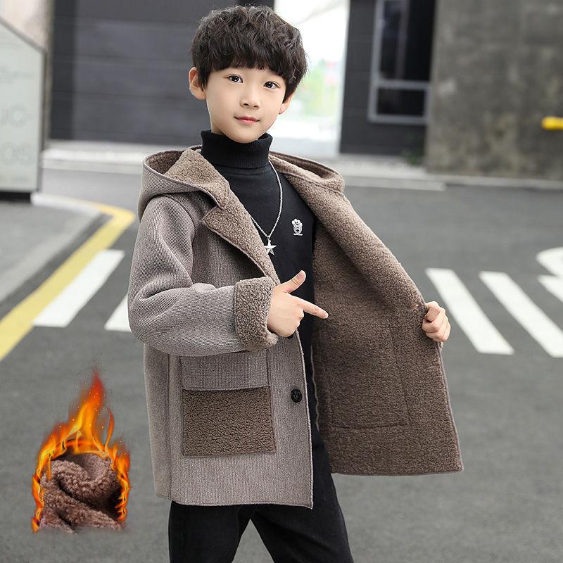 Holiday Christmas Clothes Girls' Jackets Children's Double-sided Woolen Coats Mid-length Red Fashion