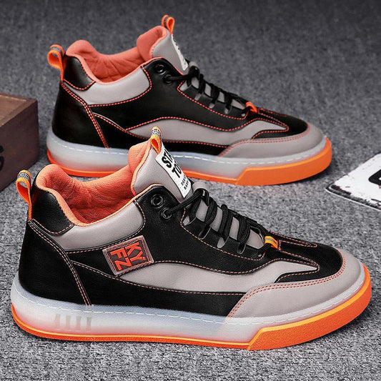 Summer Men's Breathable Heighten Shoes Trendy High Top Men's Tennis Shoes Sports and Leisure Student Basketball Board Shoes