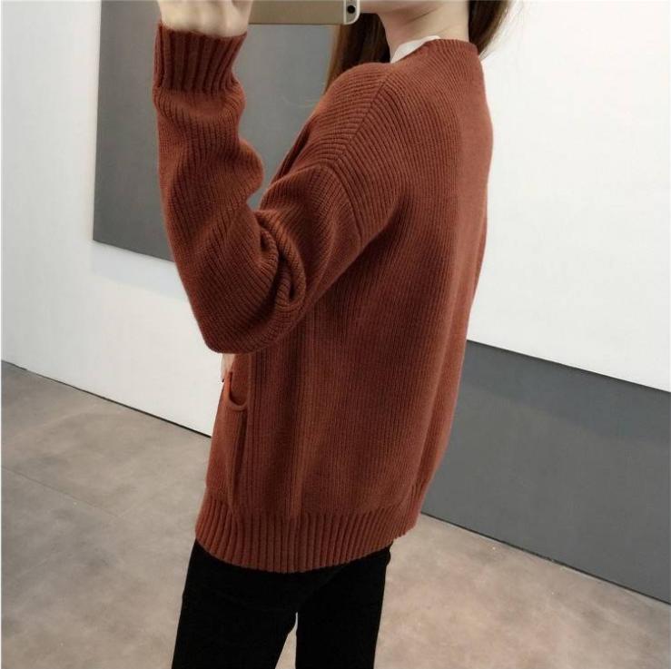 Cardigan Sweaters Women Autumn Winter Fashion Long Sleeve Knitted Sweaters Loose Cardigan Coat