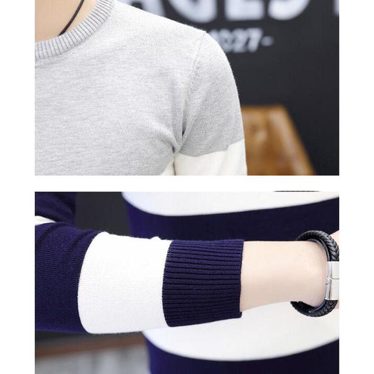 Sweater Men Pullovers Clothing Casual Autumn Winter Fashion O-neck Collars Casual Stripe Sweater