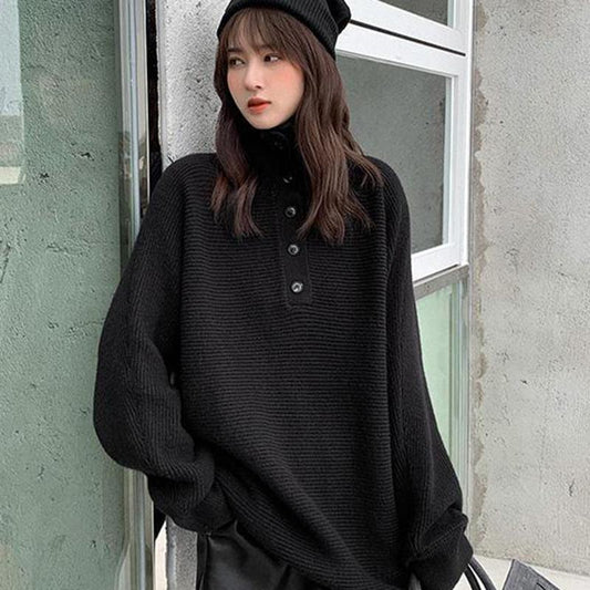 Autumn Winter High Neck Pullover Mid-length Sweater Jacket Women Korean Version Loose Outer Wear Winter Thick Sweater