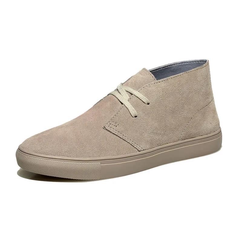 Autumn New Martin Boots Men's Leather Retro Shoes Trend Medium High Casual Boots