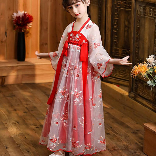 Girls' Hanfu Underwear Chinese Style Tang Costume Children's Ancient Costume Super Fairy Dress Cherry Blossom Princess Dress Spring Summer Costumes