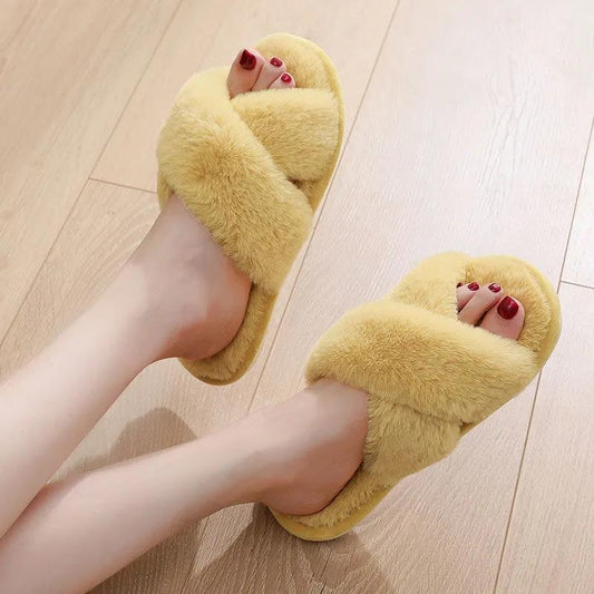 Winter Wool Slippers Women Wear Indoor Non-slip Home Household Warm Cotton Shoes