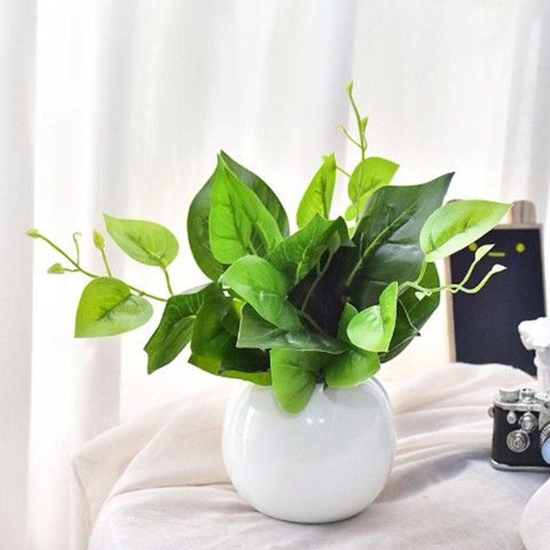 Simple Simulation Small Potted Silk Flower Set Green Plant Decorations Living Room Home Dining Table Decoration Plastic Flowers