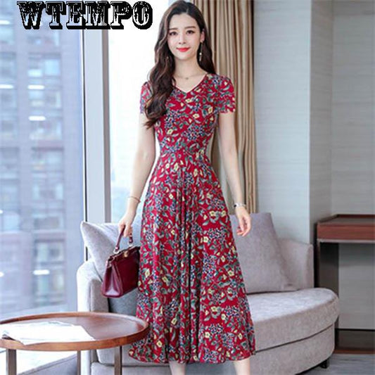 Dress Spring and Summer Large Size Waist Slimming Long Section Fashion Women's Printed Skirt