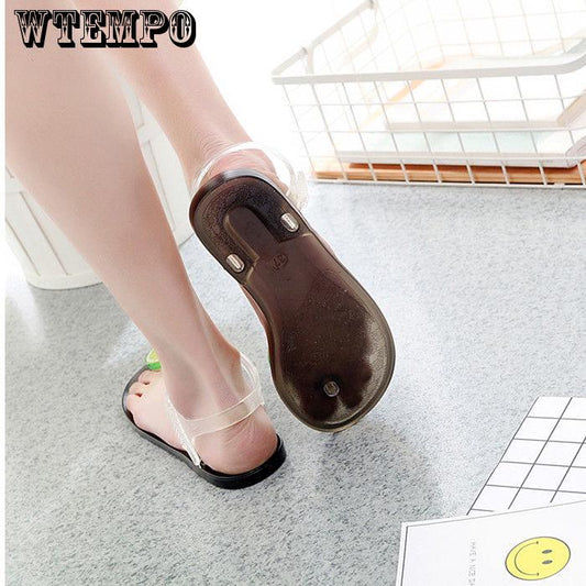 Summer Sandals Female Personality Lemon Fruit Cute Toe Beach Student Flat Jelly Shoes