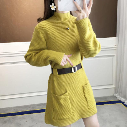 Spring and Autumn Mid-length Sweater Women Loose Outer Wear with Coat and Bottoming Shirt