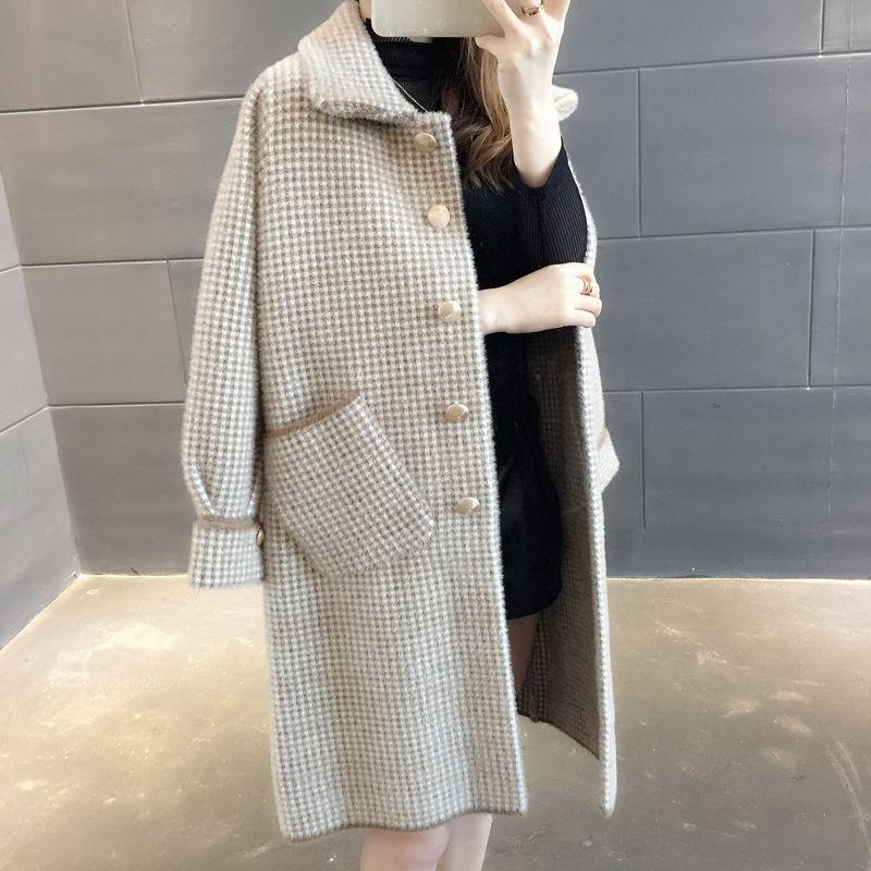 Faux Mink Coat Sweater Cardigan Autumn and Winter Wear Loose Long Coat Coat Female