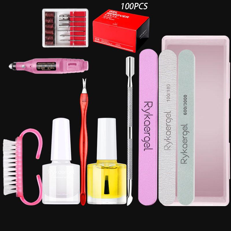 Nail Tools kit Manicure Set Nail Polish Remover cotton Cuticle Pusher polisher Nails care tool set