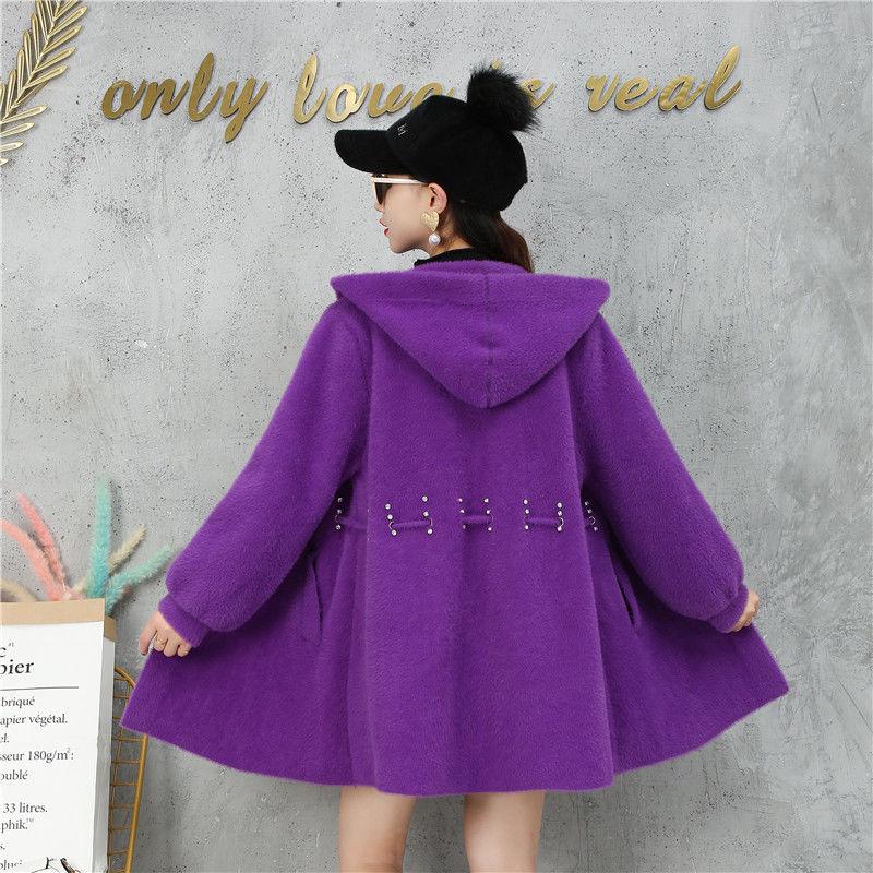 Autumn and Winter Loose Cardigan Thick Long-sleeved Coat Non-shedding Mid-length Hooded Sweater