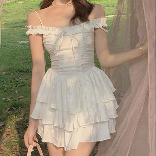Victorian French Corset Fairy Dress,Sexy Off-the Shoulder Princess Dress,Lolita Cottagecore Dress,Vintage Milkmaid Dress,Nap Dress,Gift