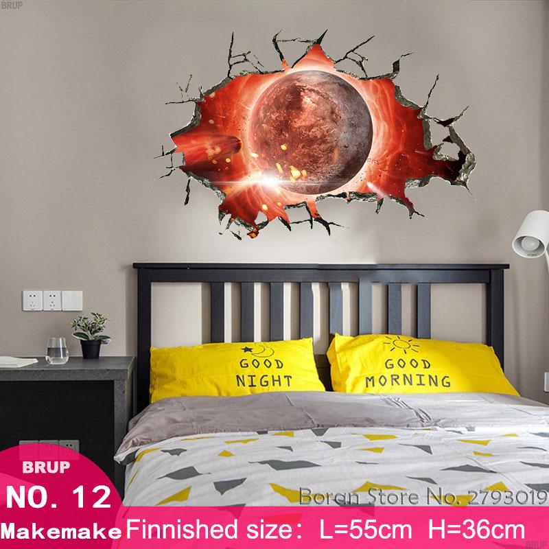 12 Kinds Solar System Planets Wall Stickers For Kids Room Universe 3d Stickers Kids Room Decoration