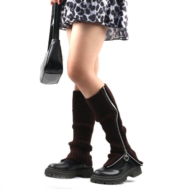 Sweater Socks Set Female Pile Hose Socks Personality Korean Version of Leg Cover Zipper Boots Set of Trees Fashion Warm Women Socks Boots Socks