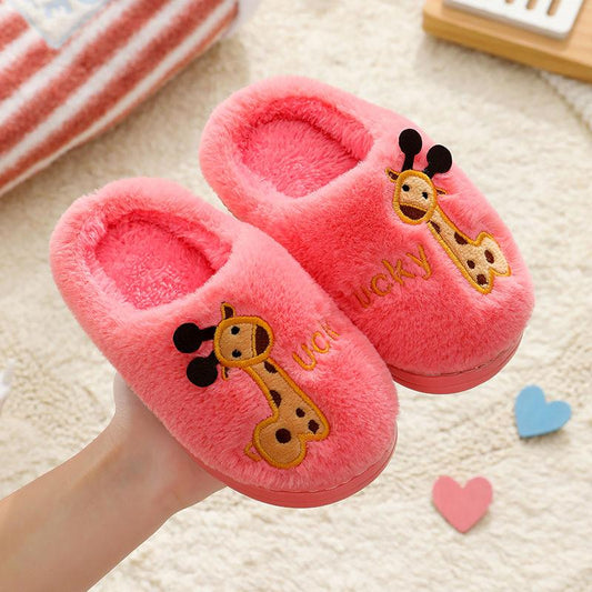 Autumn and Winter Parent-child Cotton Slippers Non-slip Flat Shoes Essential for Home Leisure and Entertainment