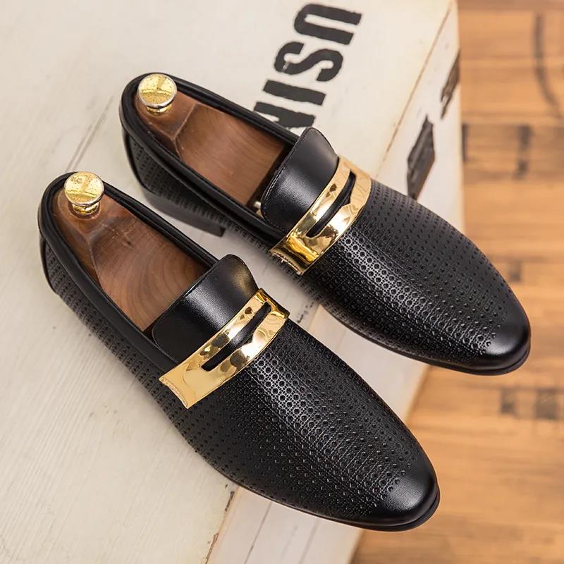 Summer British Fashion Men's Breathable Hollow Casual Shoes Men's Leather Shoes Men's Flats Shoes