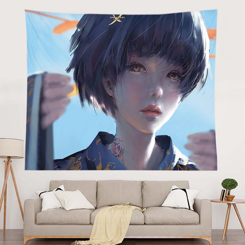 Net Celebrity Home Background Cloth Anime Ghost Knife Two-dimensional Tapestry Student Dormitory Bedroom Decorative Wall Covering