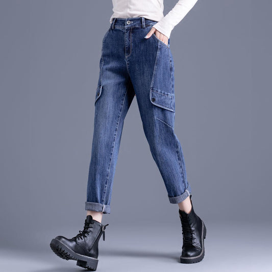 Harlan Jeans Women's Spring and Autumn High Waist Straight All-match Loose Casual Show Thin Radish Dad Pants Fashion Trend