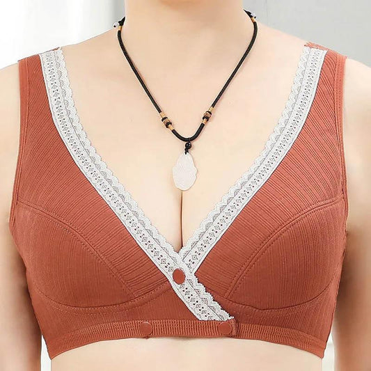 Front Button Bra No Steel Rings Medium Strength Support Top Vest Type Pure Cotton Breathable Sweat Absorption Large Size Sports Bra