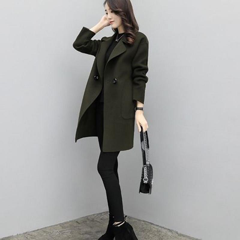 Woolen Coat Winter Trend Woman's Clothing Long Sleeve Plus Velvet Warm Jacket Large Size