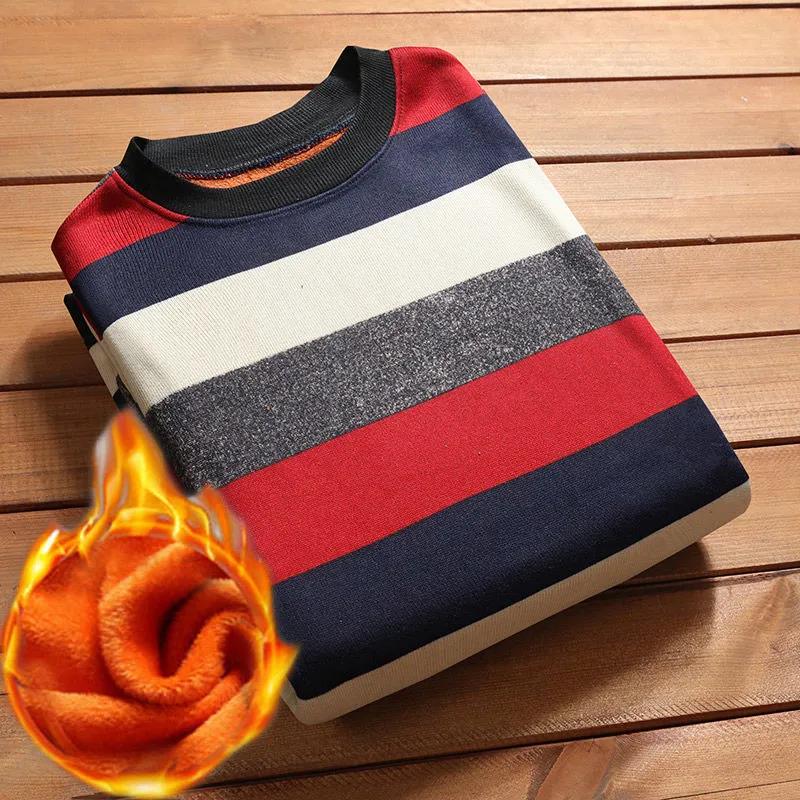 WTEMPO Thermal Pullover Cashmere Padded Shirt Round Neck Shirt Soft and Comfortable Pullover for Men