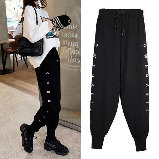 Extra-large Autumn Winter Wide-leg Harem Pants Female Fat Sister Loose High Waist Slimming Plus Velvet Thick Casual Pants