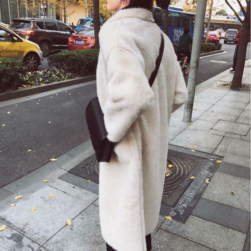 Mid-length Mink Fleece Coat Winter Korean Fashion Style Square Collar Thick Warmth Fur All-in-one Plush Coat Suitable for Women