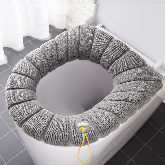 Toilet Seat Cushion Household Winter Thickening Plush Toilet Seat Toilet Seat Cover Four Seasons Universal Plus Velvet Cover