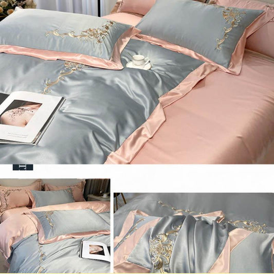 European Silk Silk Four-piece Water Washing Baked Bed Is Sleeve Package Set