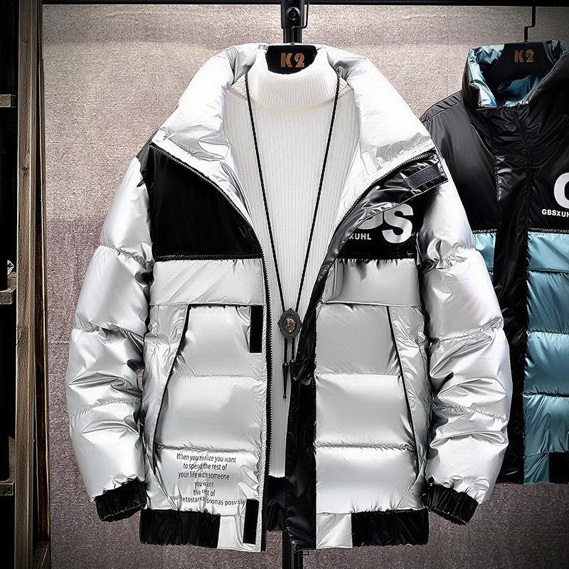 Fashion Men Coats with Hood Thick Cotton Letter Printed Parka Relax Jacket Tops Male Casual Winter Clothing Outwear