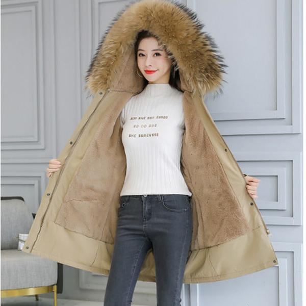 Winter Fashion Women's School Overcomes Outdoor Fur Collar Mid-length Thick Windproof and Warm Loose Down Padded Jacket