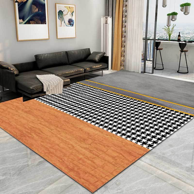 Modern Minimalist Carpet, Light Luxury Houndstooth Geometric Mosaic Pattern Kitchen Carpet Living Room Bedroom Bedside Non-slip Carpet Floor Mat