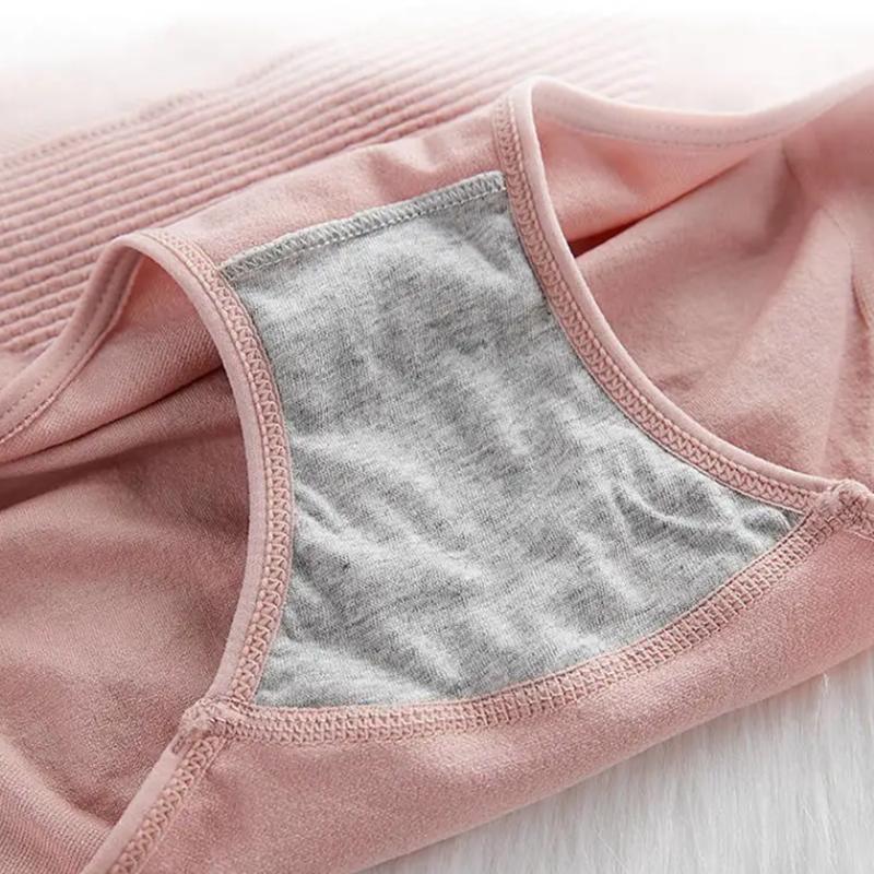 4 Pcs Women's cotton Mid-waist solid Warm belly Underwear Cotton Stalls Hips seamless panties Lower Abdomen Slimming Postpartum Breathable Underwear