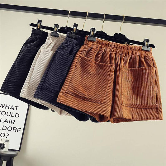 Fashion Sashes Women Woolen Bootcut Short Pants Wide Leg Shorts Solid Warm High Waist Wool Shorts