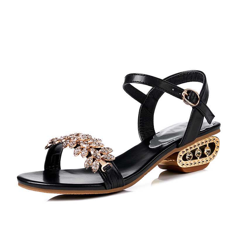 Size 34-41 Summer Women Outdoor Flat Bohemian Beach Flip Flops Wear-resistant Non-slip Office Lady Waterproof Diamond Sandals