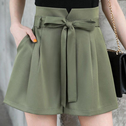 High Waist Flower Bud Shorts Women's Summer Loose Thin Section Chiffon Wide Leg Casual Pants