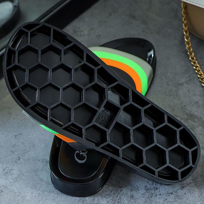 Slippers Female Summer Korean Fashion Crystal Rainbow Non-slip Thick-soled Non-smelly Feet Student Outdoor Soft-soled Beach Sandals Women