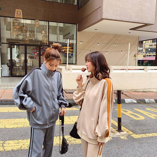 2 Pieces Set Sports Suit Female Spring Student Women's Fashion Casual Sweater Suit Spring Autumn Two-piece Suit