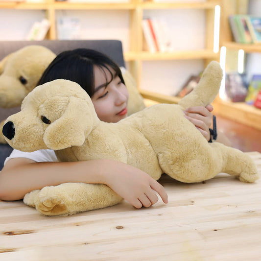 Stuffed Lifelike Labrador Retriever Plush Toy Simulation Cute Golden Retriever Doll Pet Toys Home Decor Gift for Kids Birthday