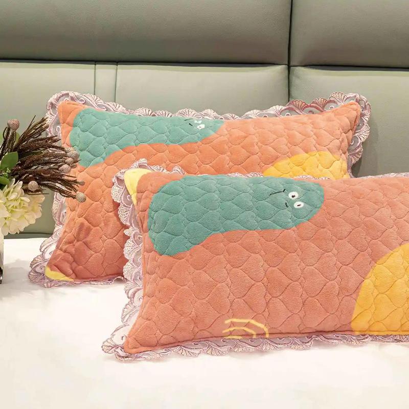 2PC Crystal Velvet Thermal Pillowcase Double Soft Skin-friendly Thermal Pillowcase