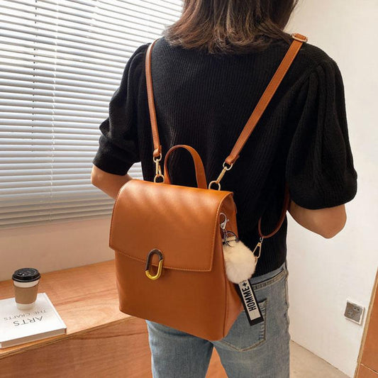 Soft PU Leather School Satchel Women's Backpack Casual Multilayer Large Capacity College Shopping Travel